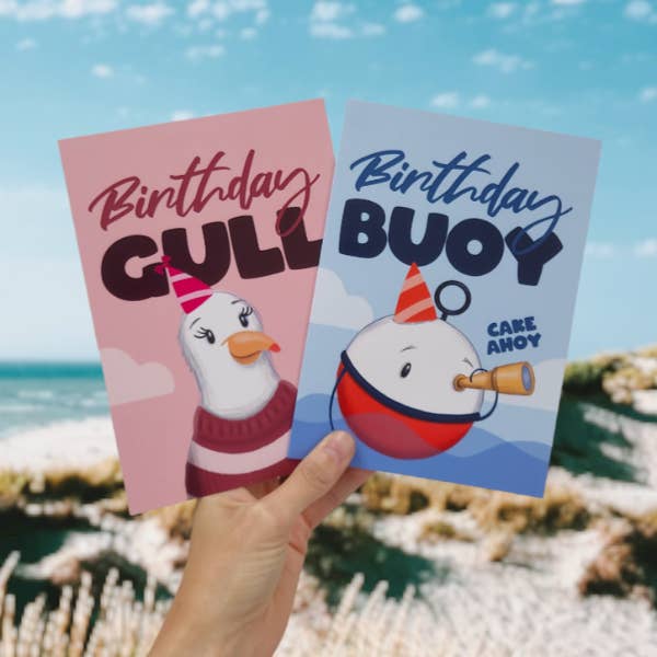 Seaside Birthday Cards - Coastal Birthday Gull / Buoy Card for wholesale by OCD Greeting Cards