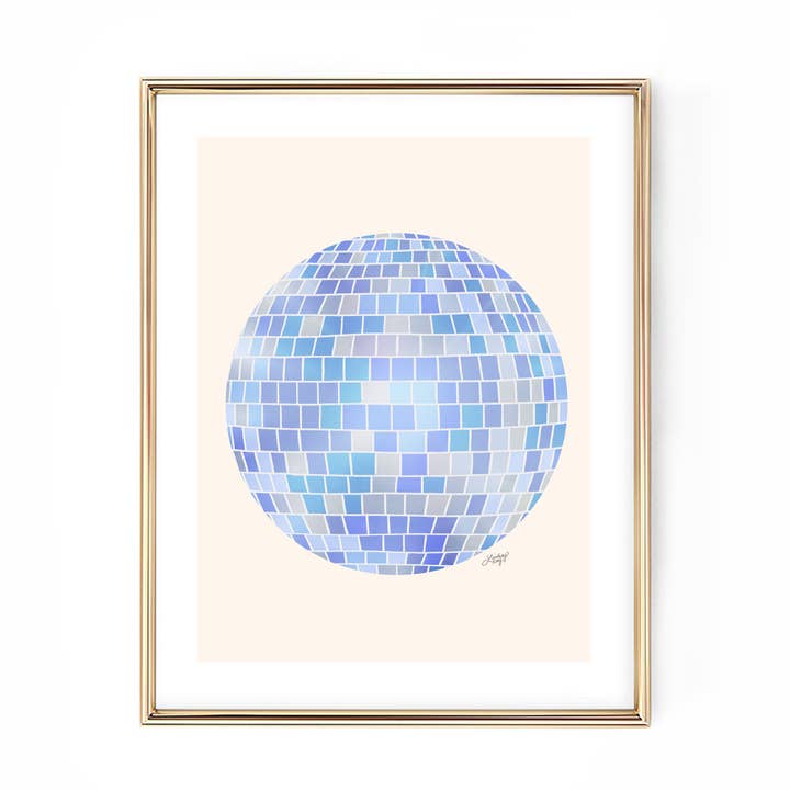 Lindsey Kay Collective - Wholesale Art Print - Disco Balls Illustration (Blue Palette) - Art Print