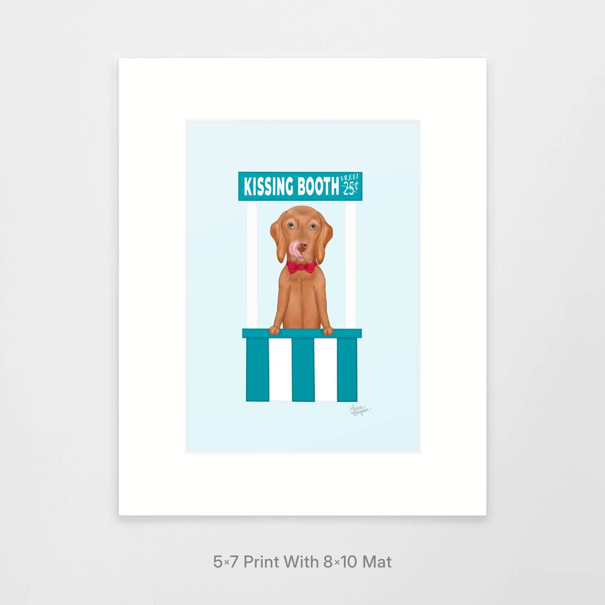 Laura Bergsma Studio - Wholesale Art Print - Vizsla Dog Art Print, Kissing Booth0