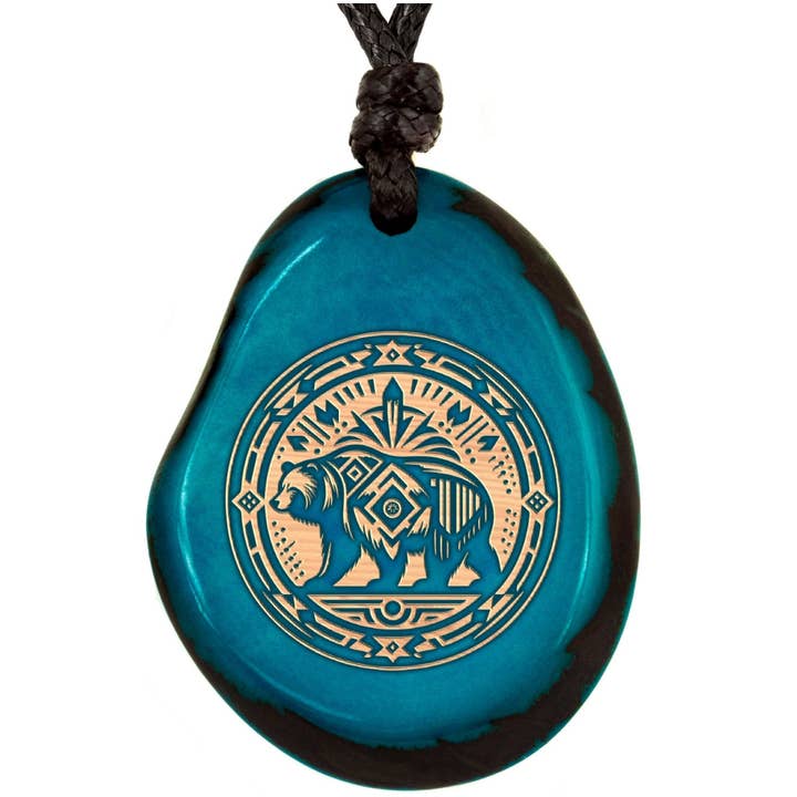 Simaru - Wholesale Pendant/Charm Necklace - TURQUOISE necklace made from tagua nut43