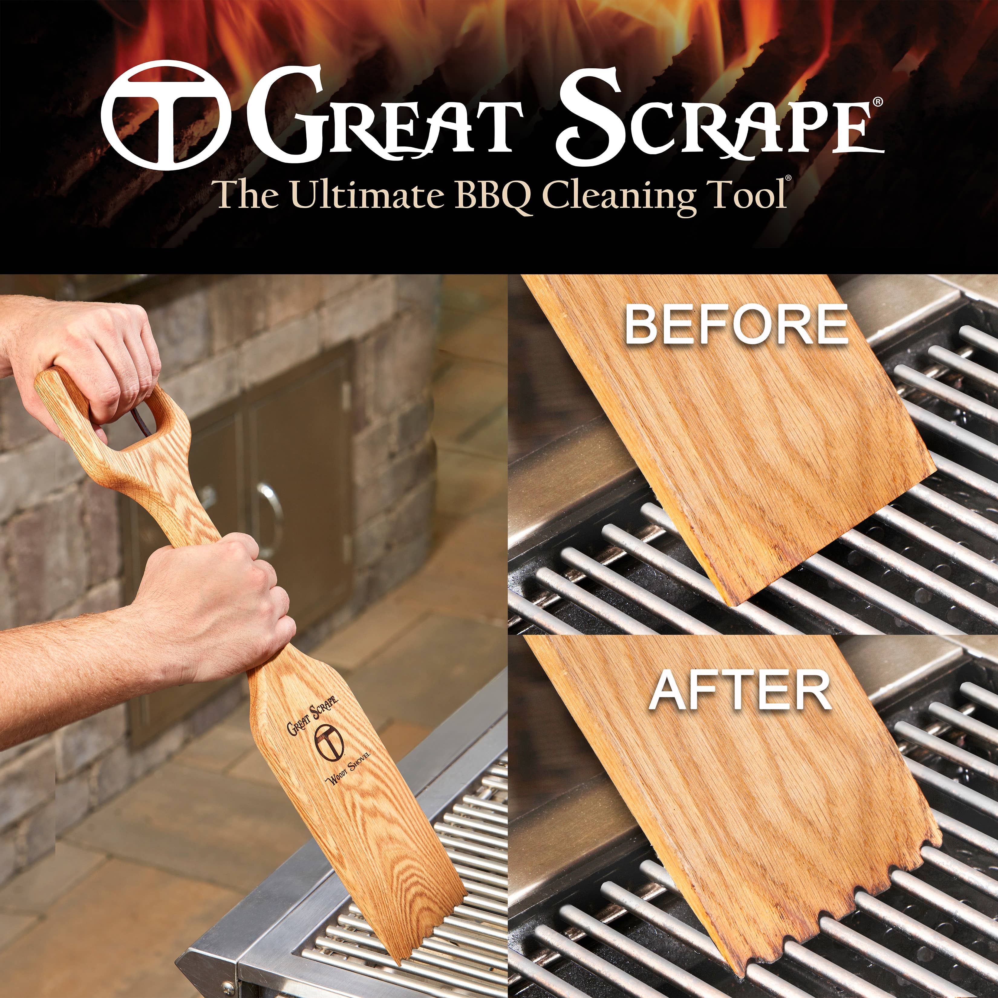 Great Scrape - Wholesale Outdoor Grill Tools - Woody Shovel - BBQ Cleaning Tool & Guys Gift7