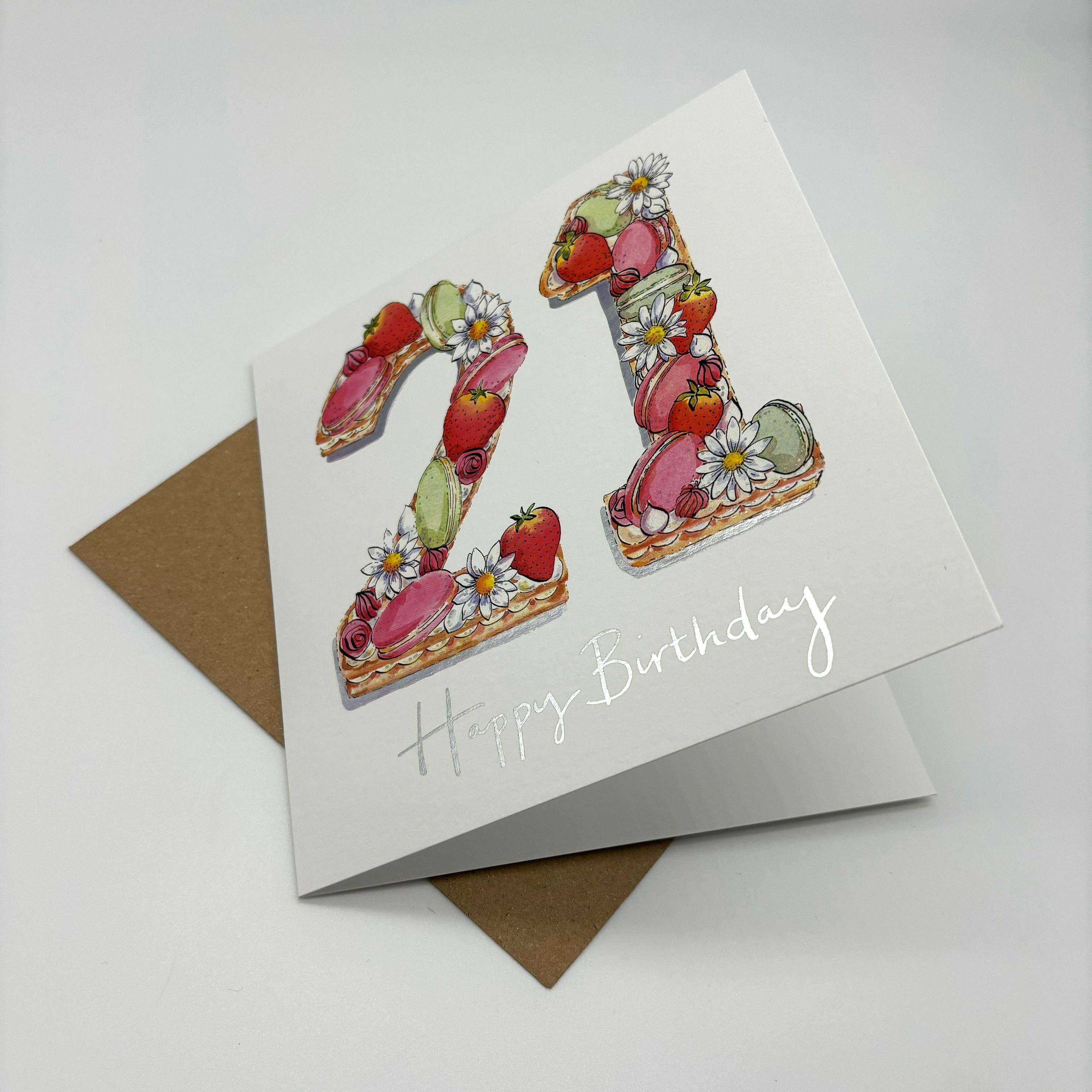 Ink and Snail Limited – Großhandel Geburtstagskarten – Karte zum 21. Geburtstag - Cake 21 Today1