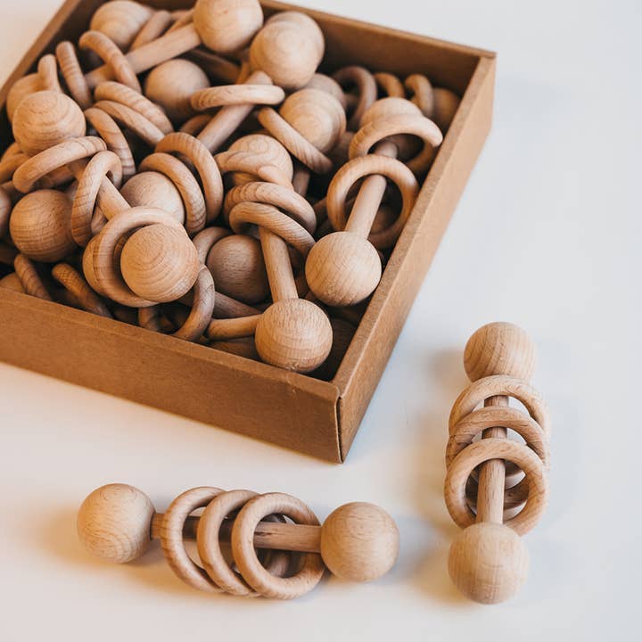 Giften Market - Wholesale Handheld Rattle - Baby - Wooden Ring Rattle - Classic Baby Gifts, Toys, & Accessories1