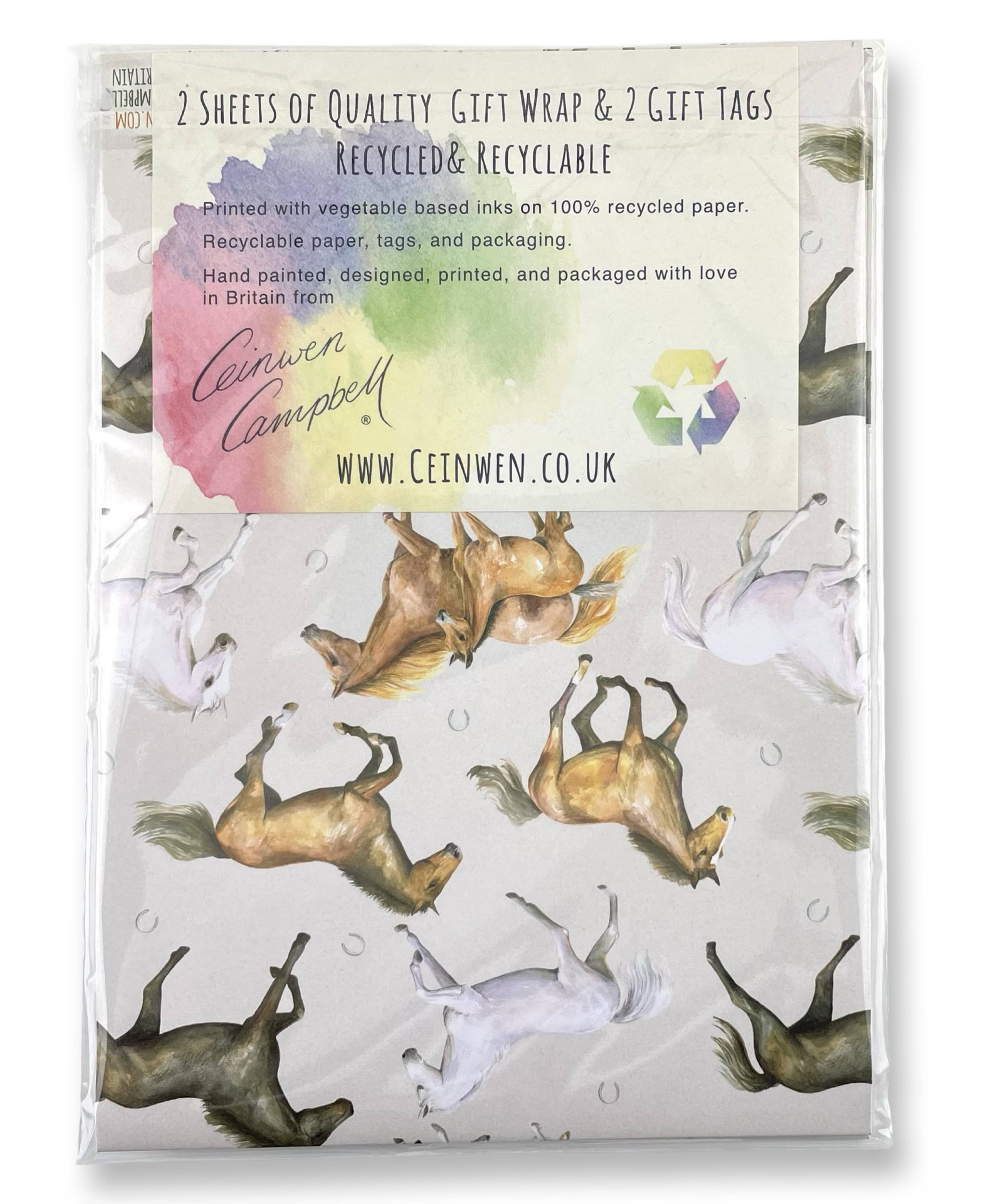 The Arty Penguin - Wholesale Flat Wrap - Horses and foal Recycled and Recyclable Gift Wrap & tags4