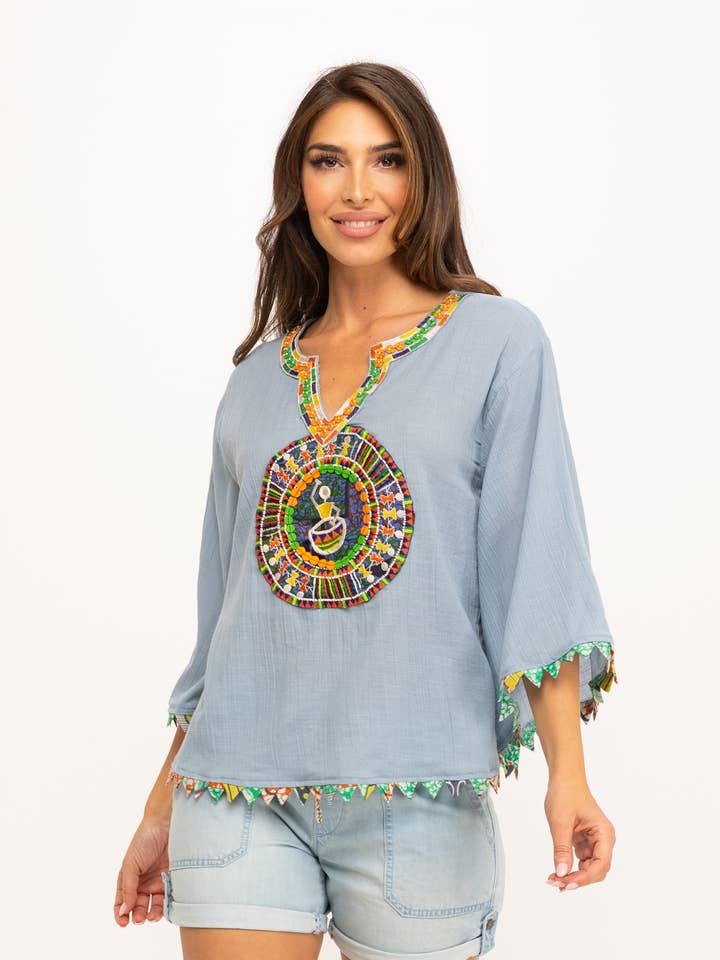 Plain blouse PR9001B for wholesale by Peace & Love (CALAO IMPORT EXPORT S.L.)