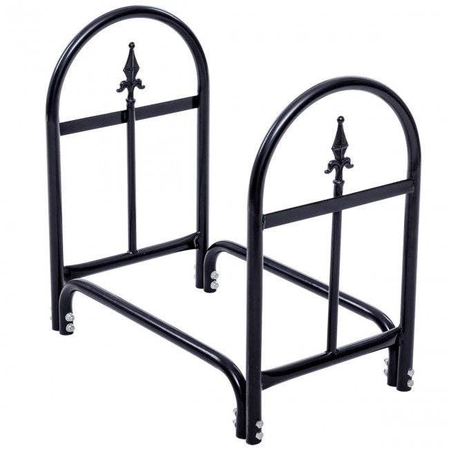 Black 2 Feet Outdoor Heavy Duty Steel Firewood Storage Holder for wholesale on Faire