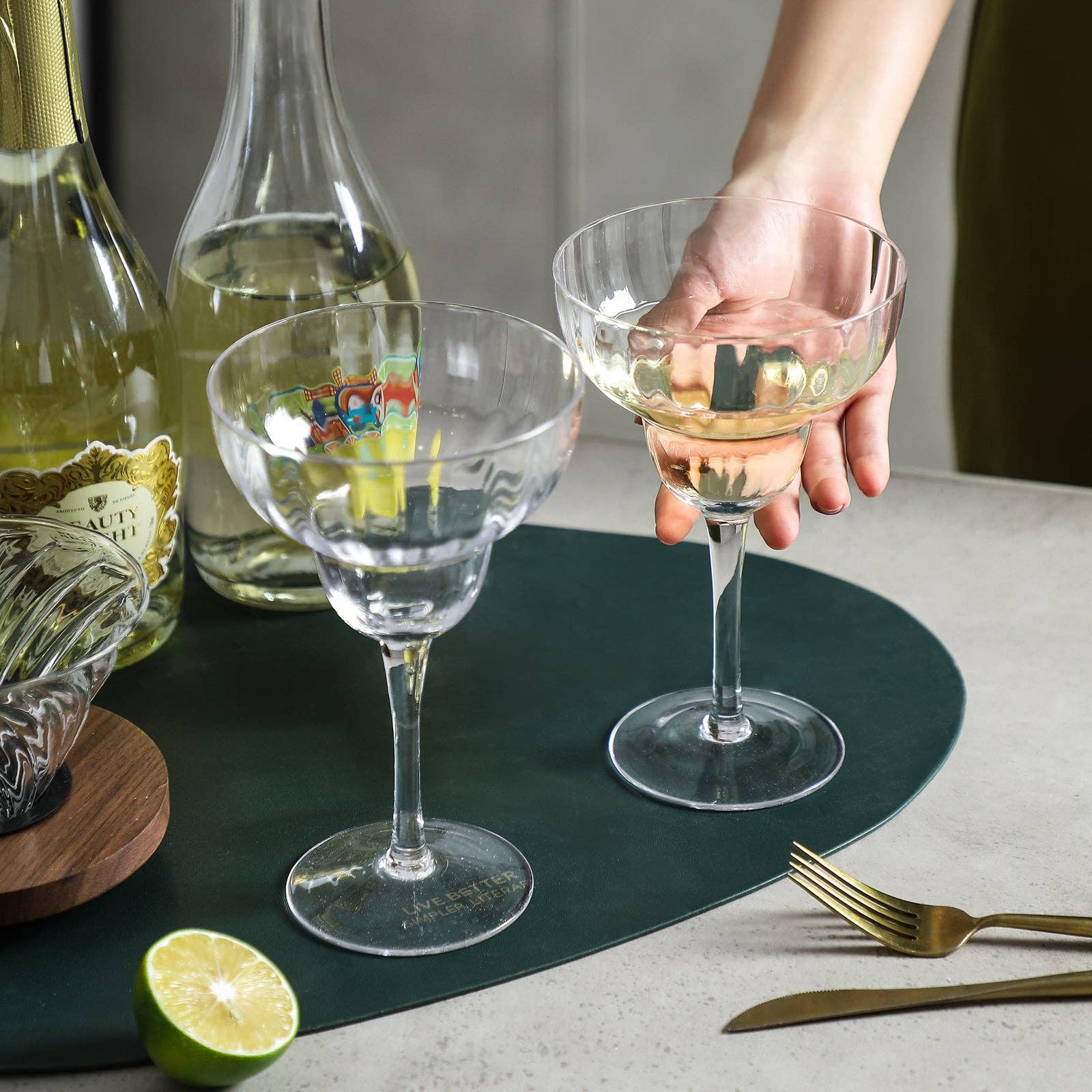 Everest Global - Wholesale Cocktail/Liquor Glass - Ribbed Optic Margarita Glasses set of 45