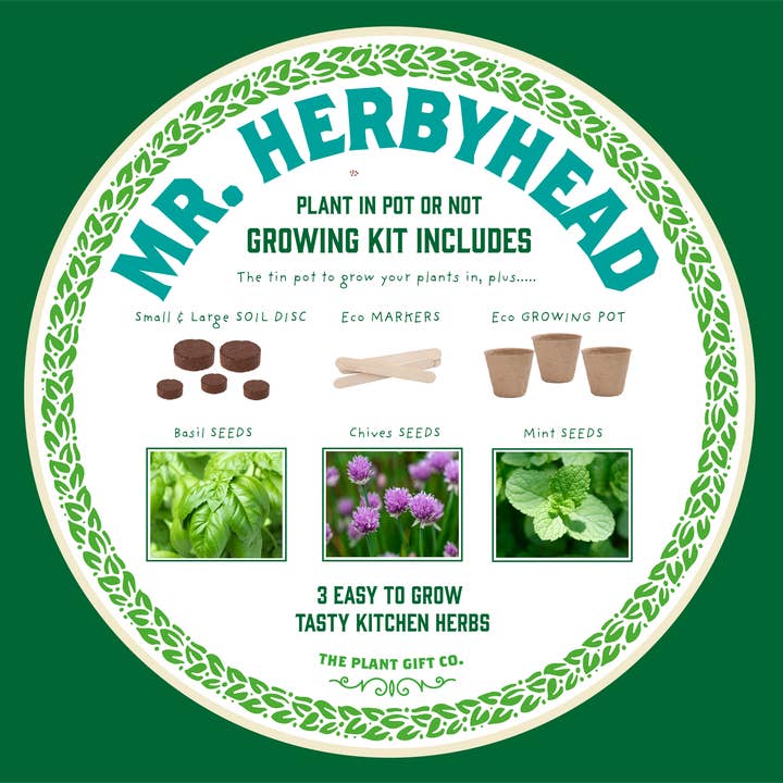 The Plant Gift Co. – wholesale Plant seeds – Mr. Herbyhead. Eco Grow Your Own Plant Kit, Gardening Gift.7
