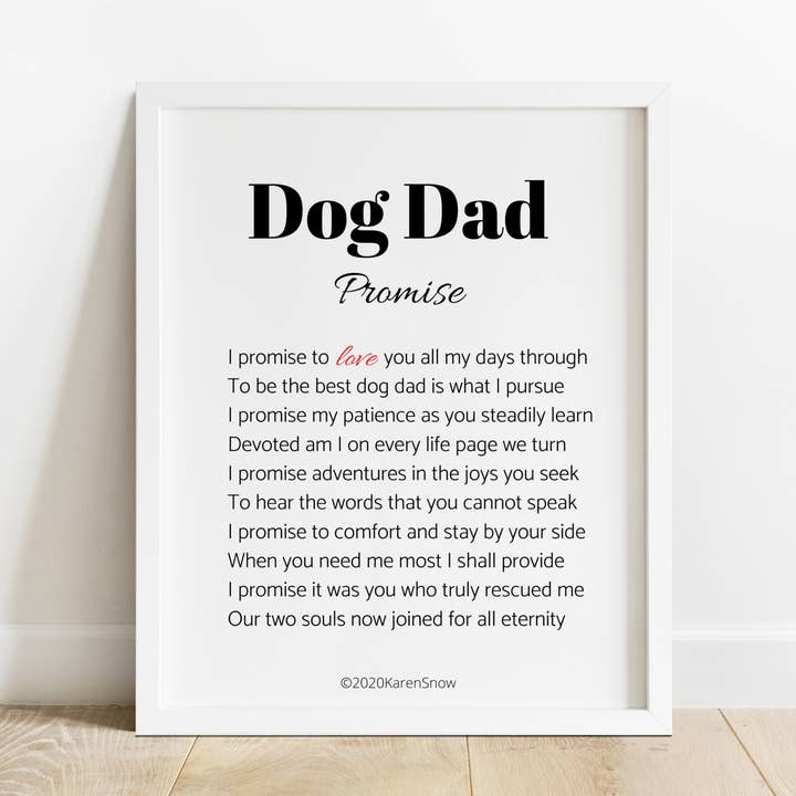 Dog Dad Promise Poetry Print, 8x10 Art Print for wholesale by Quill & Keepsake