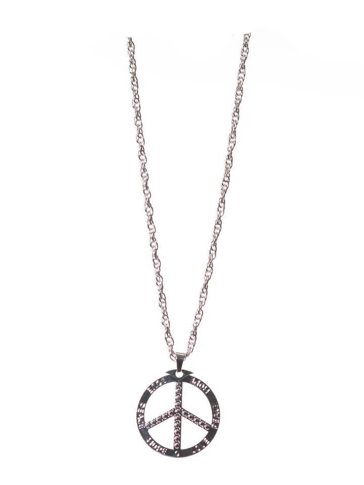 Collar Peace Silver de metal, accesorio de fiesta para venta al por mayor de Partychimp