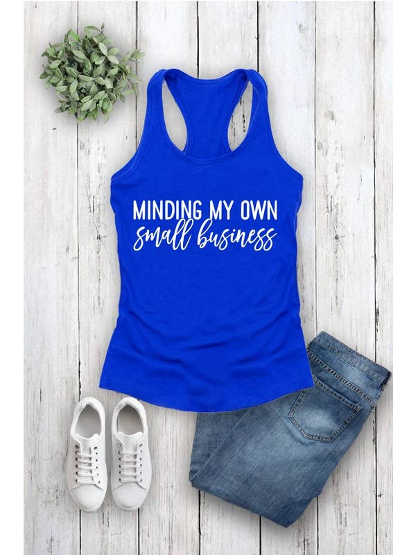 Top Avenue - Wholesale Tank Top - Women's - Fit Racerback Top - Minding My Own Small Business Print7