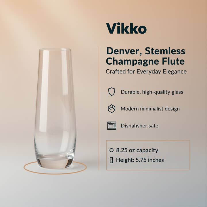 Kadra Kitchenware - Wholesale Champagne flute - Vikko - Denver, Stemless Champagne Flute Glass, 8.25 oz3