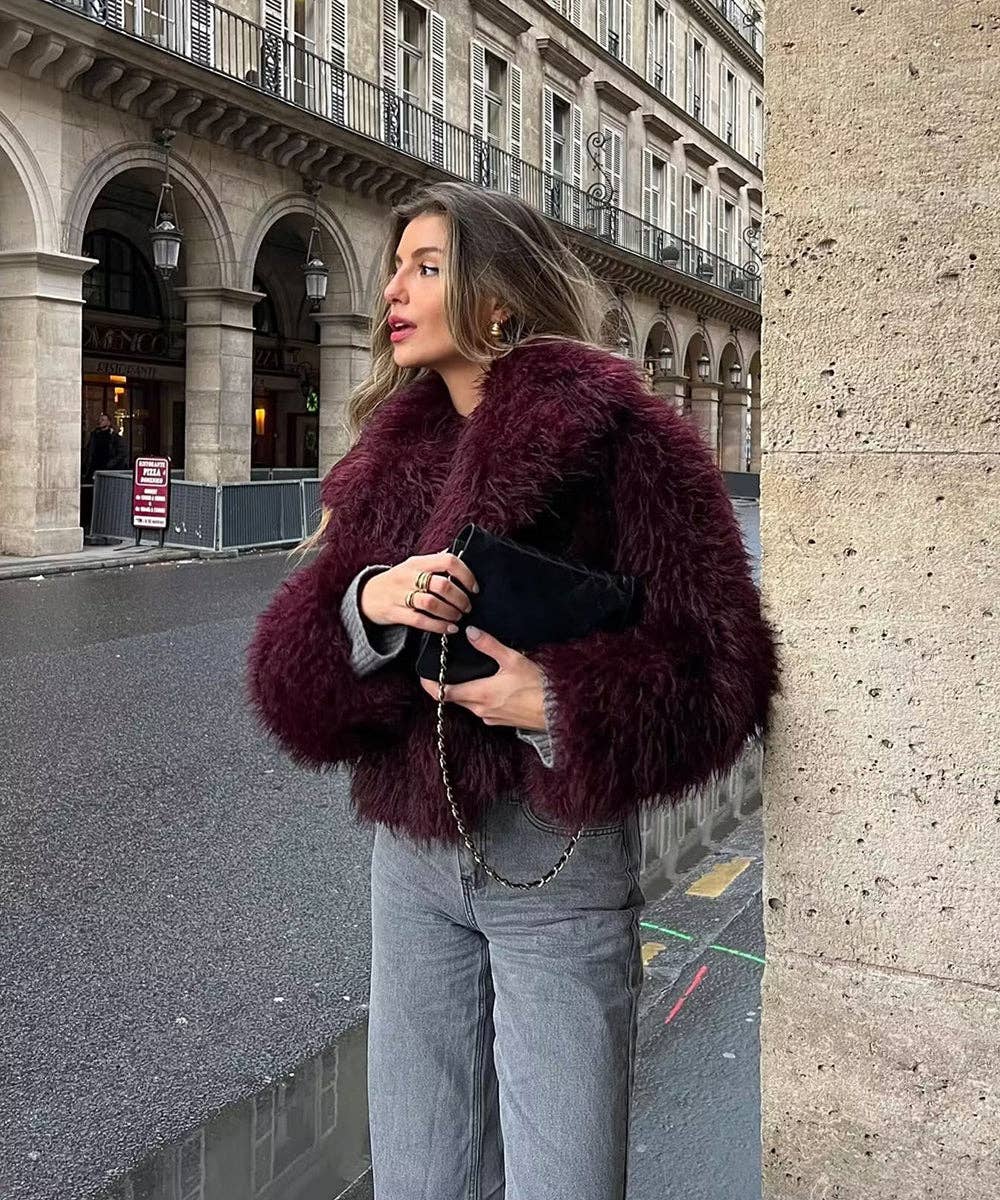 Aria Romance - Wholesale Fur/Faux Fur Coat - Women's - Faux Fur Collar Short Coat4