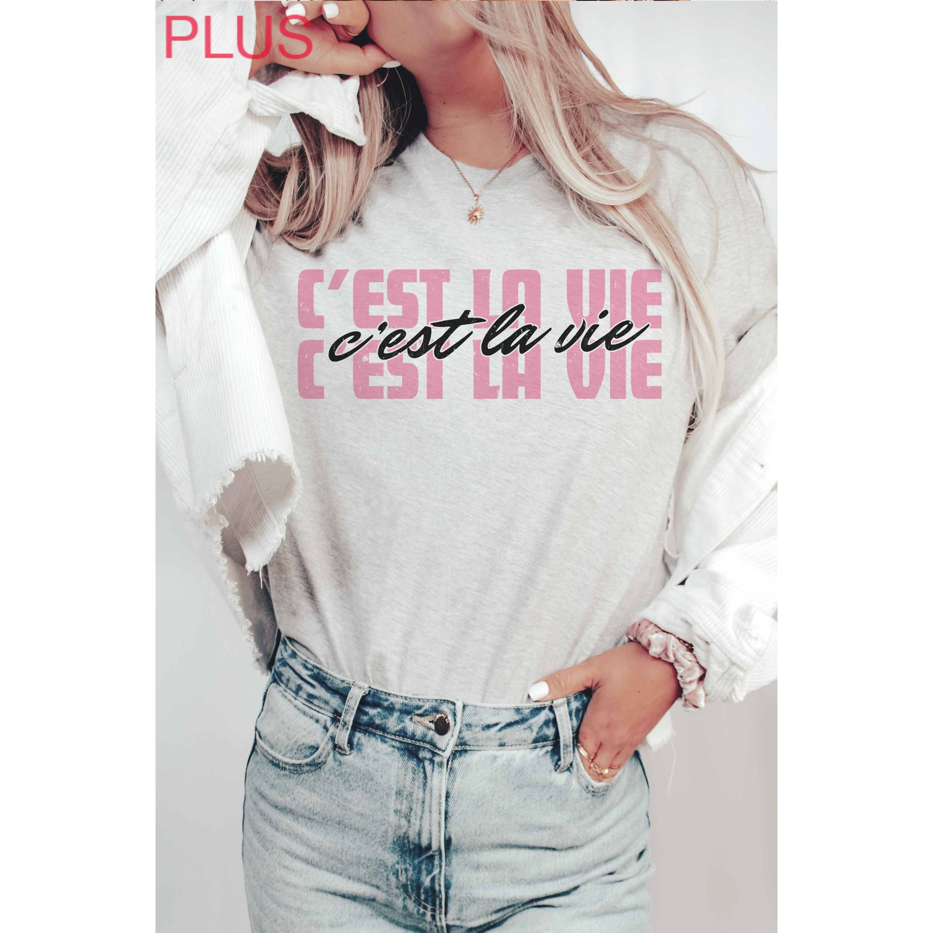 BLUME & CO. - Vente T-shirt sérigraphié – femme - GRANDES TAILLES - T-shirt graphique CEST LA VIE0