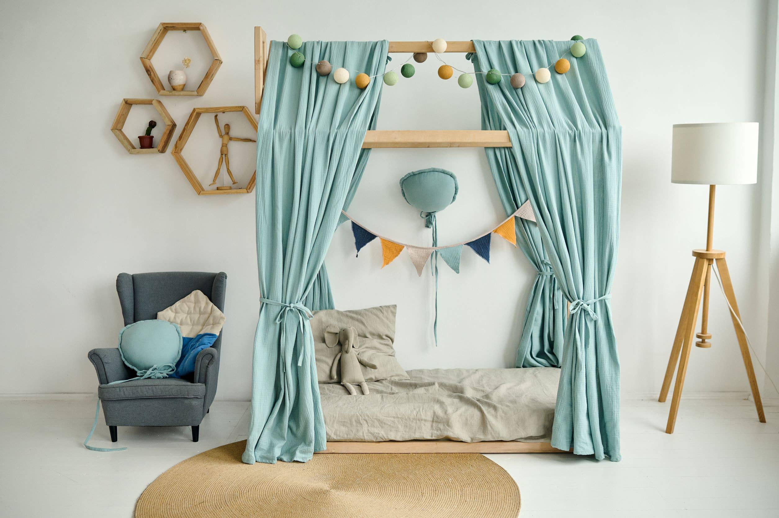 HelloLittleFox – wholesale Sänghimmel - Barn och baby – Montessori-sänghimmel för husbädd, barnhussäng för småbarn9