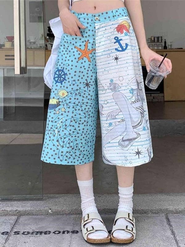 Cartoon Color Block Loose High Waisted Shorts and other Purchase Wholesale fold over shorts. Free Returns & Net 60 Terms on Faire trending on Faire.