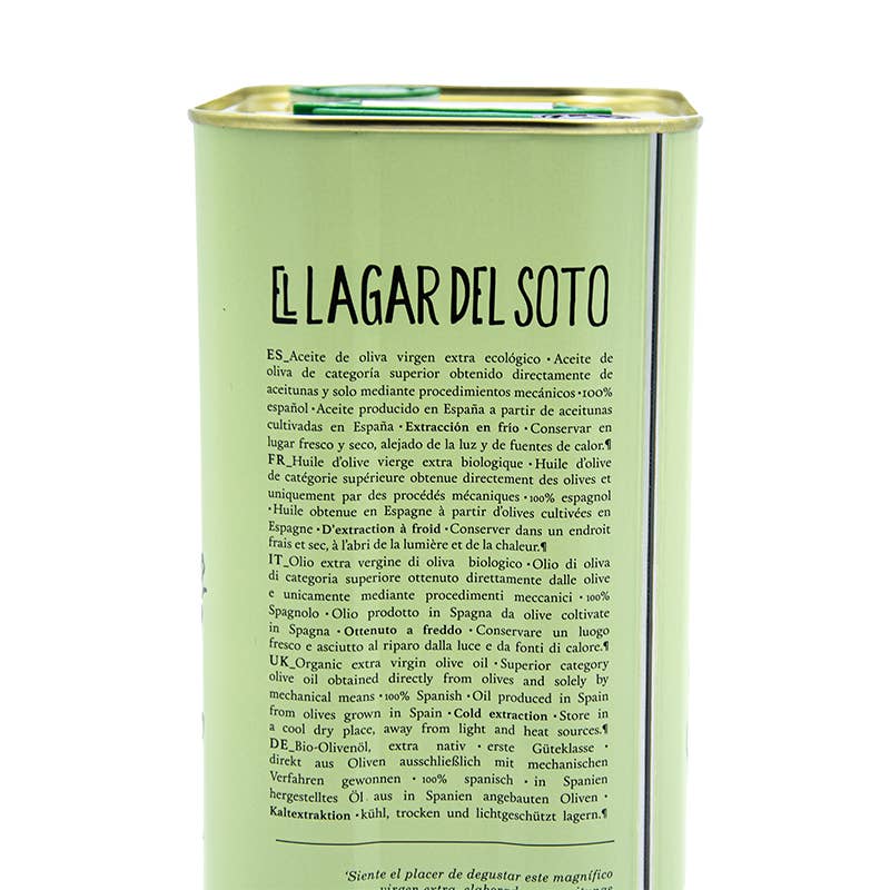 JACOLIVA - Venta al por mayor Aceite de oliva - Aceite de Oliva Virgen Extra Ecológico El Lagar del Soto 5L6