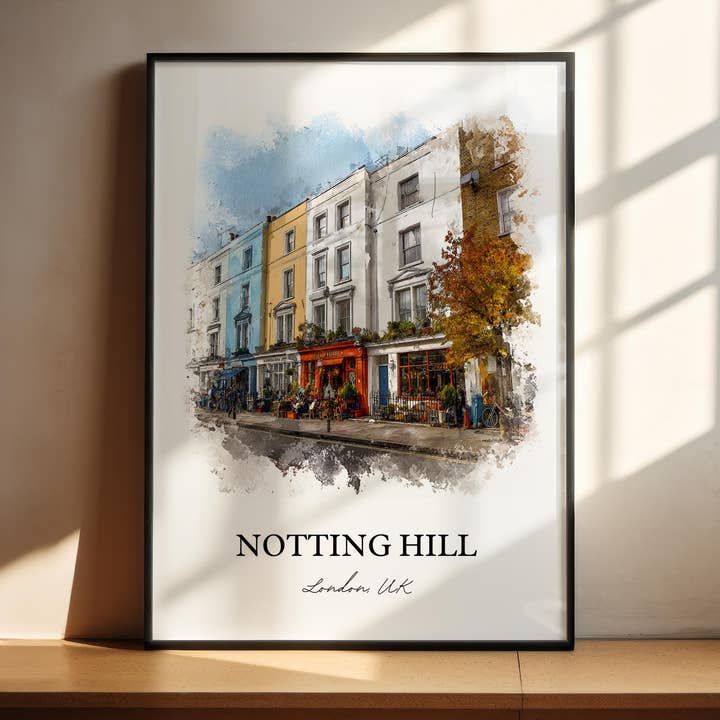 Notting Hill Wall Art, Notting Hill London Print, Notting Hill Watercolor Art, London England Gift, Notting Hill Print, Travel Poster for wholesale by Premium Travel Art
