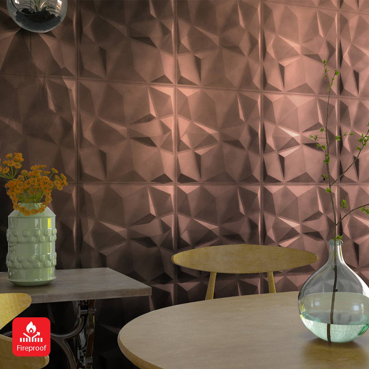 ENER-J - Vente Panneaux décoratifs - Pack de 4 panneaux muraux 3D en PVC avec design diamant facetté1