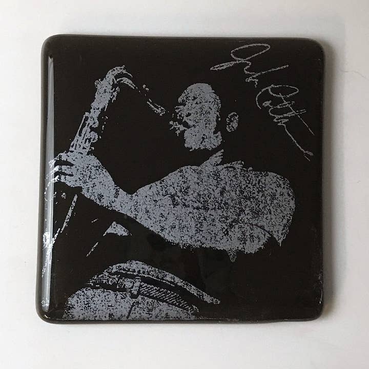 Kiku Handmade | Contemporary Fused Glass Home Goods - Wholesale Coasters - John Coltrane Fused Glass 4" Single Coaster