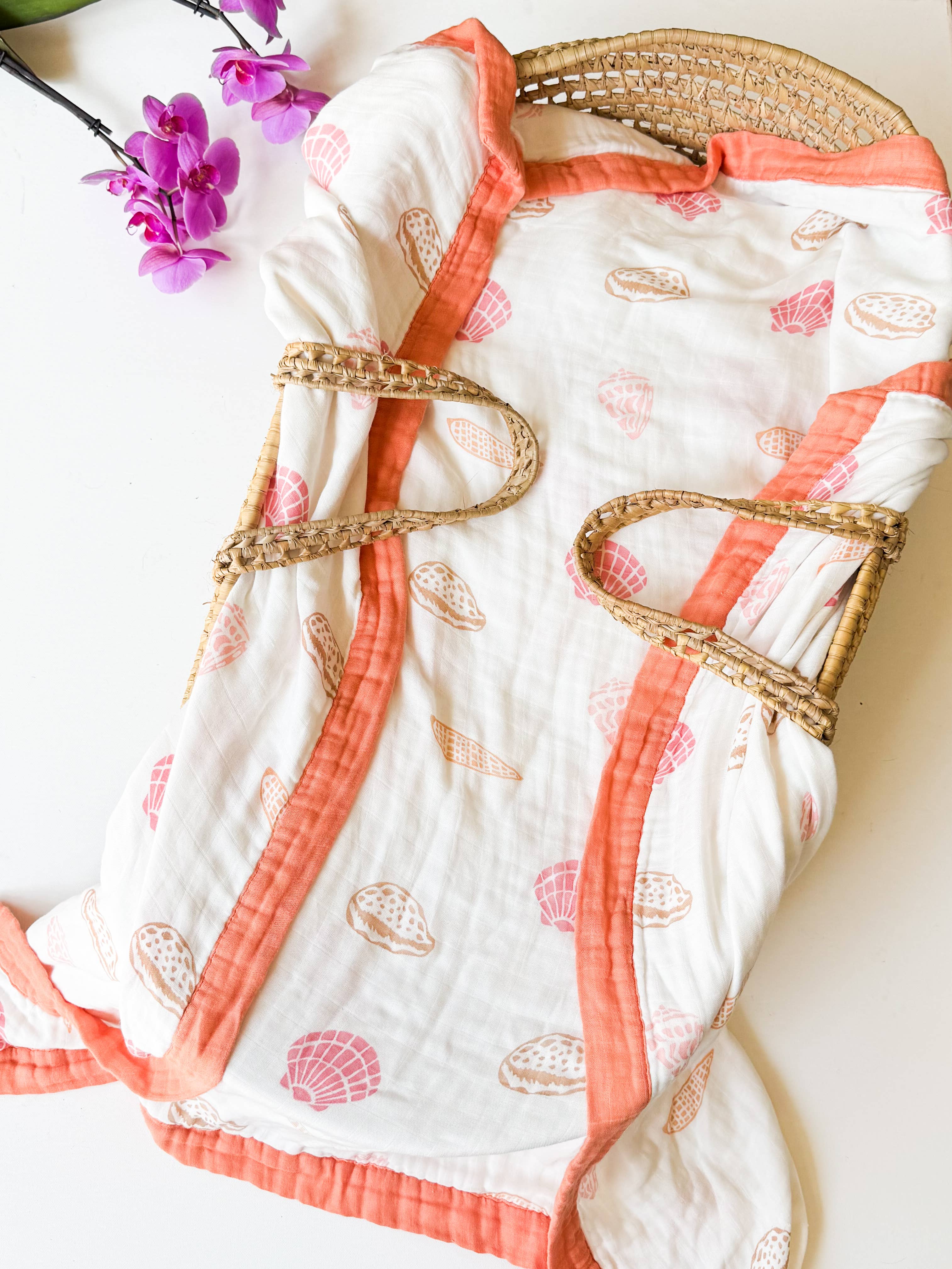 Coca + B.™ - Wholesale Milestone Blanket - Kids & Baby - Organic Seashell Baby Blanket | Coastal Beachy Nursery Decor2