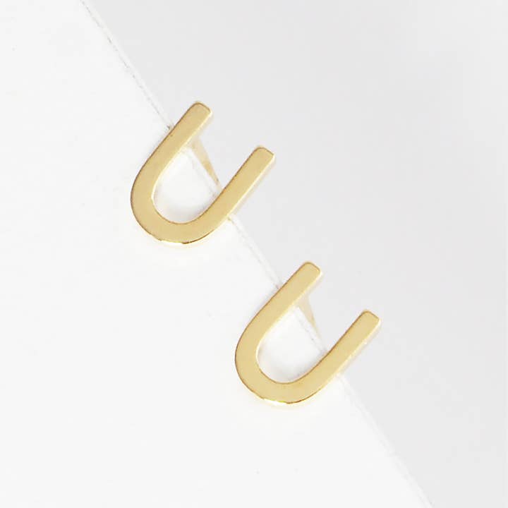 Sensibling Corp. - Wholesale Stud/Post Earrings - Gold Dipped Metal Initial Monogram Stud Earrings48