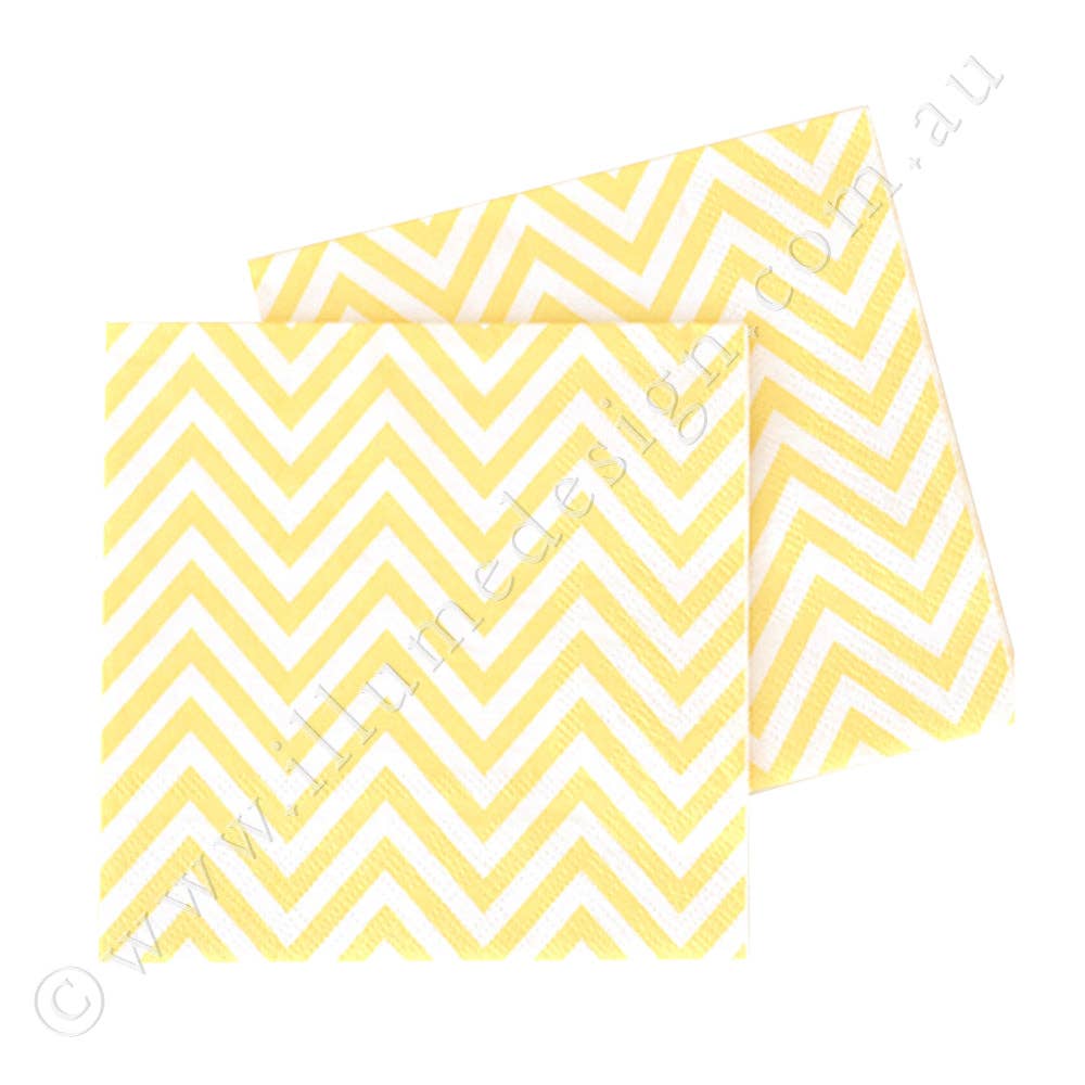 Illume Partyware - Wholesale Disposable napkin - Chevron Yellow Napkin - Pack of  200