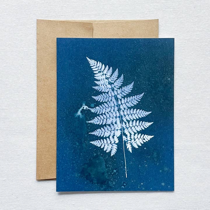 Atwater Designs - Vente Carte de vœux classique - Carte vierge Slow Mornings n° 5 | Cyanotype botanique0