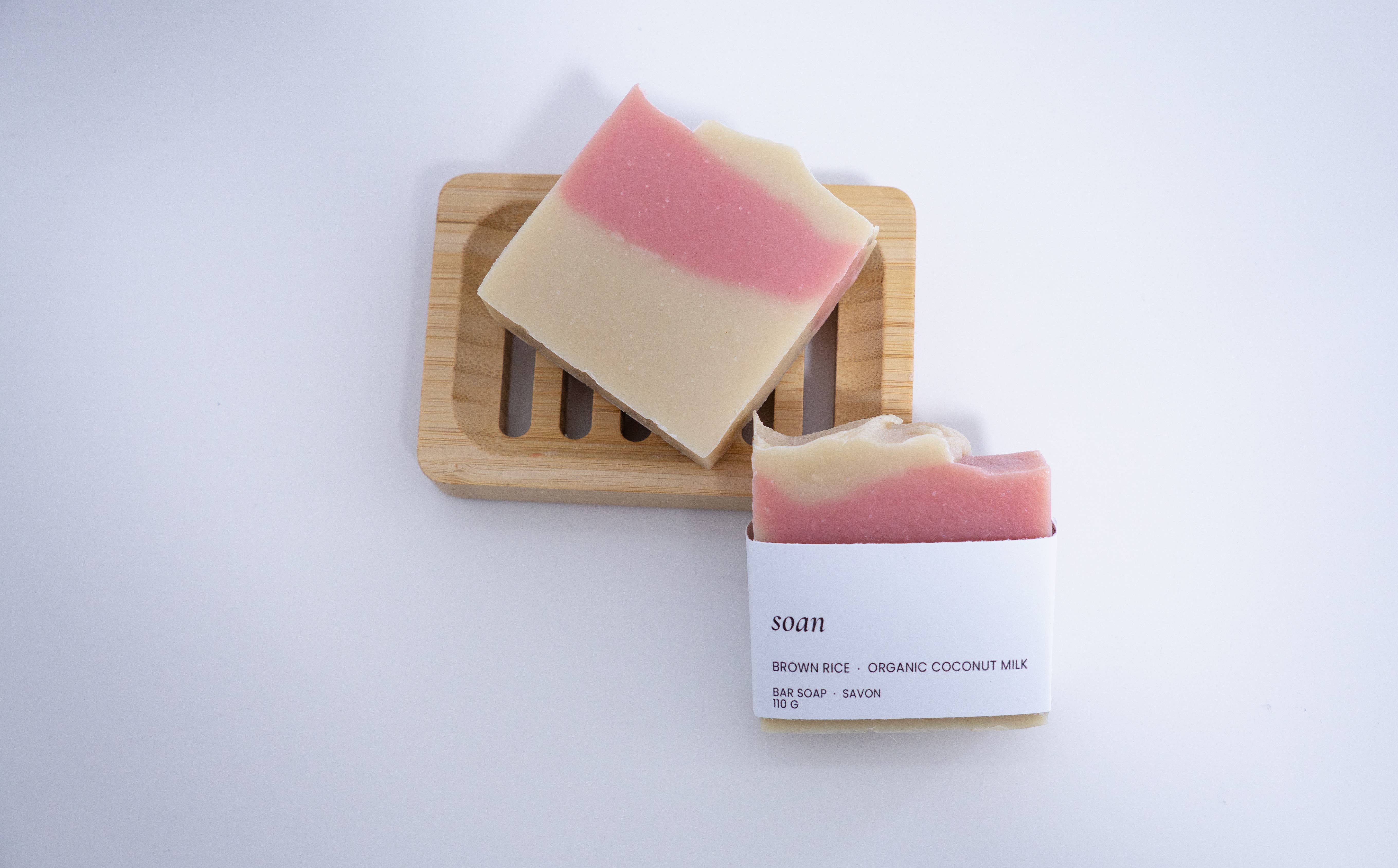 soan - Vente Pains de savon - Savon en barre – Lait de coco & Riz brun (Nourrissant)1