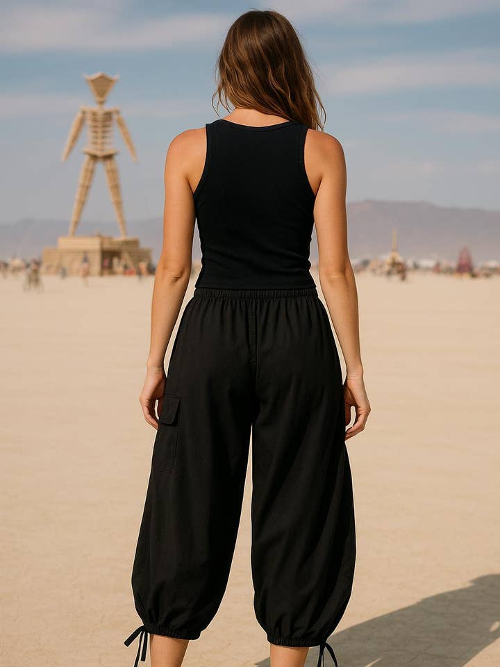 ERIKO BOMULLS YOGABYXOR - SVART för wholesale av Arya Clothing