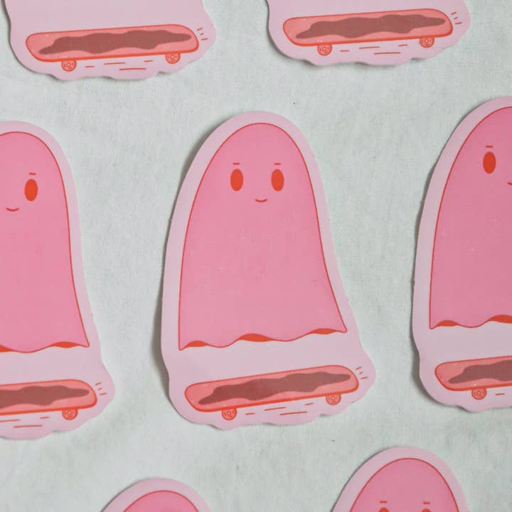 Day Dreamer Studios - Wholesale Sticker - Skateboarding Ghostie | Glossy Waterproof Vinyl Sticker3
