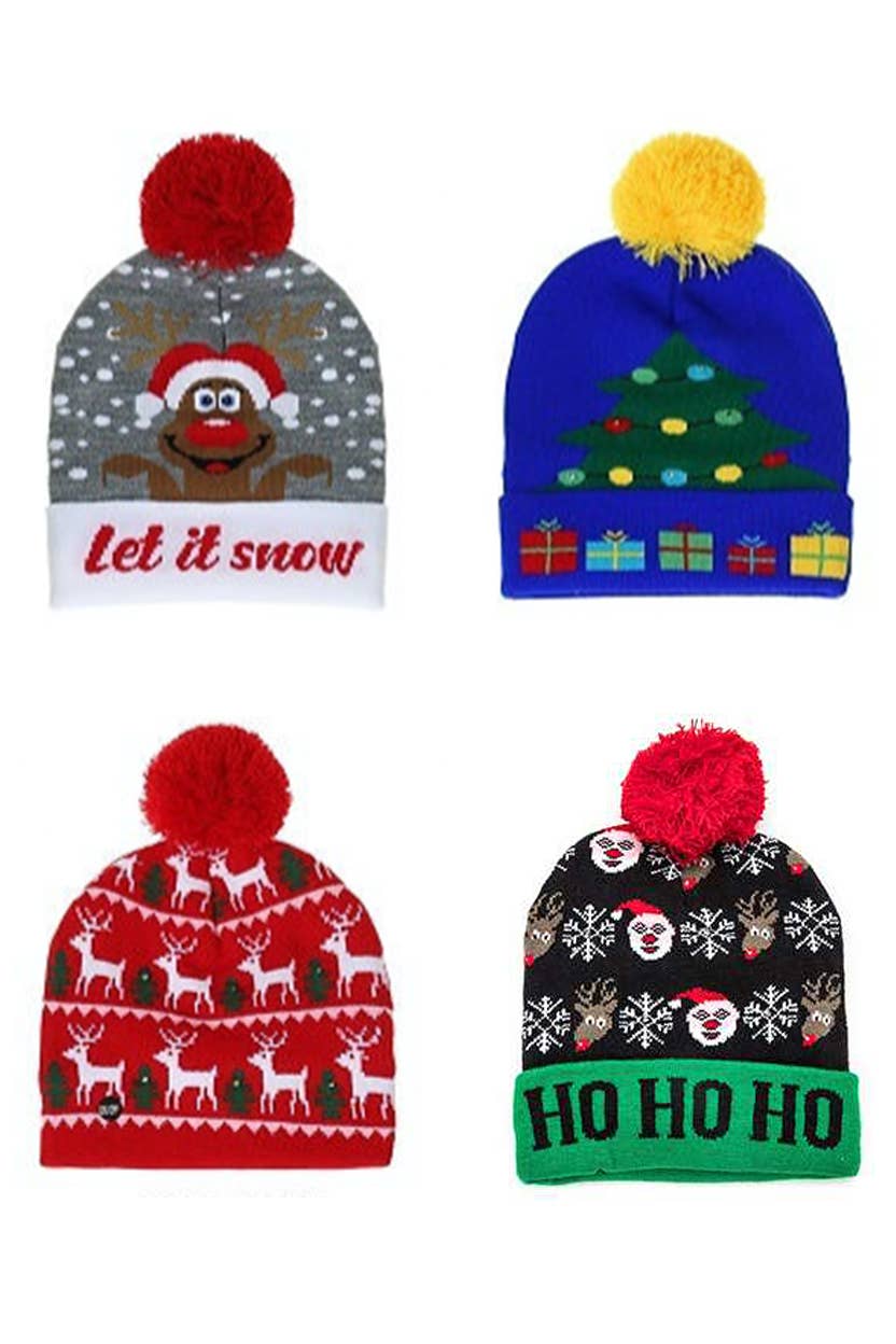 Artini Accessories - Wholesale Beanie - Women's - LED Christmas Light Up Beanie Set1