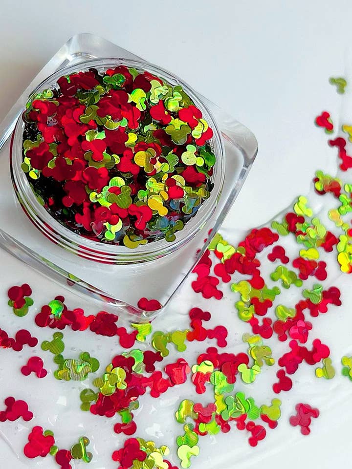 Red and Green Mouse Magic Vacation Face and Body Glitter Gel for wholesale by Nola Glitter Goddess