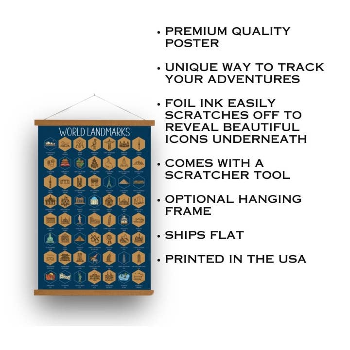 Track Your Adventures - Vente Poster - Poster à gratter World Landmarks1