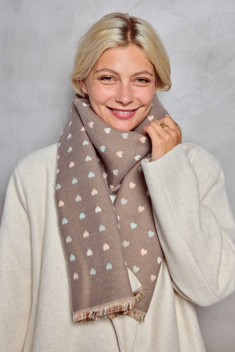 BYREN | ÉLINE L'ATELIER - Wholesale Scarf - Women's - Wool scarf with heart pattern FL209DF5