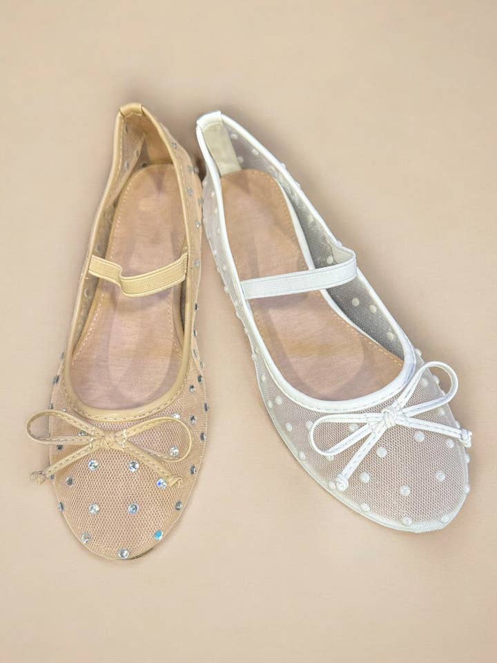CCOCCI - Wholesale Flats - Women's - SF9915 RIBBON DECOR SHEER MESH MARY JANE FLATS