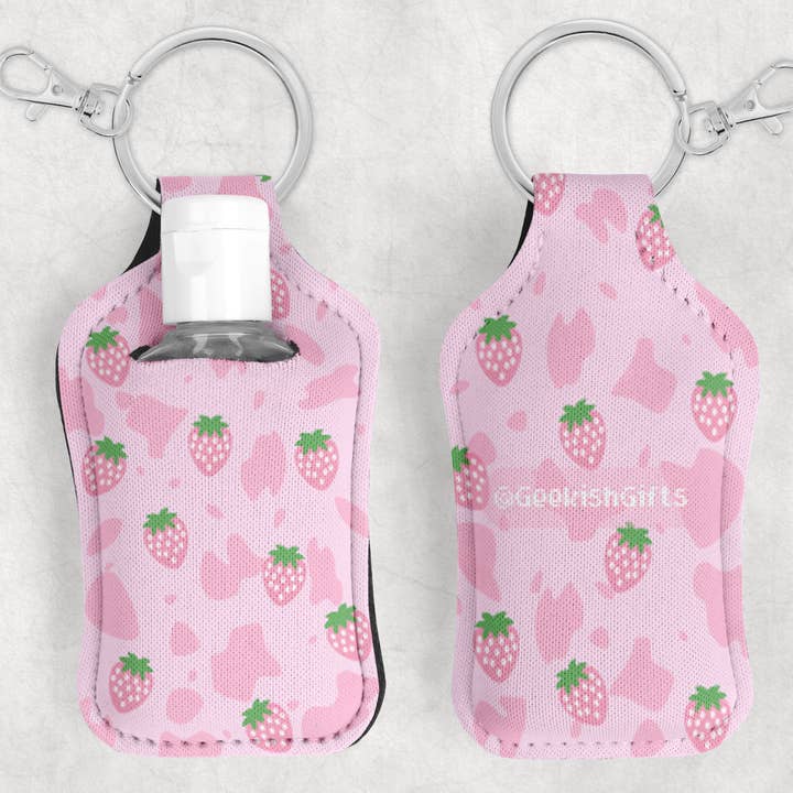 Strawberry Milk Cow Hand Sanitizer Case for wholesale by Geekish Gifts