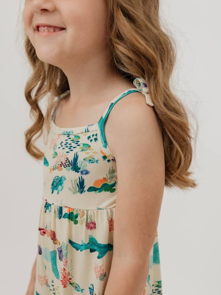 Blue Multi Coral Reef Bamboo Sundress for wholesale on Faire
