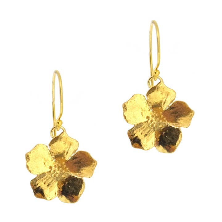 Yellow gold vermeil Blossom flower drop earrings for wholesale by Mijoux Creations