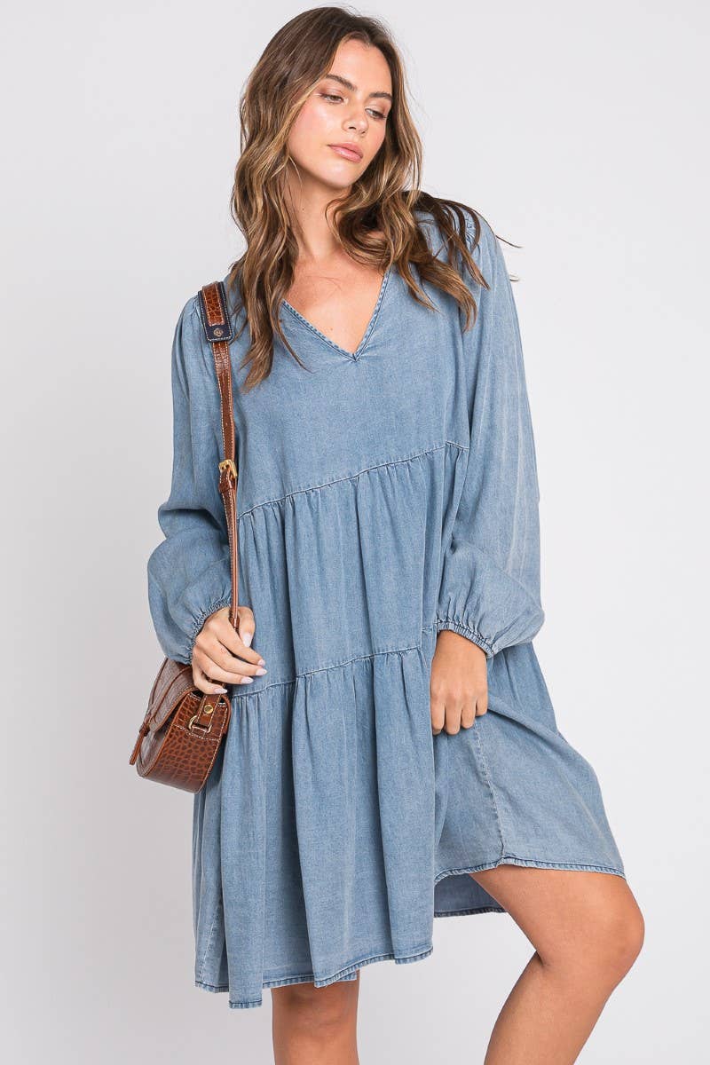 ZiA Apparel – wholesale Dress – Women's – Thin Denim Tiered Dress 10