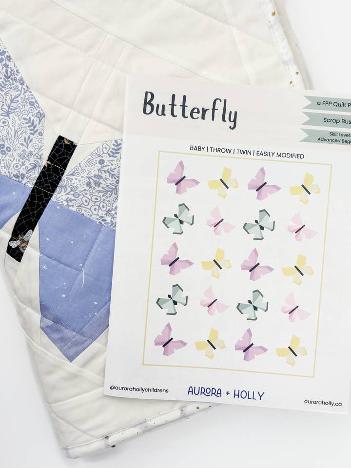 Butterfly Quilt Pattern for wholesale by Aurora + Holly