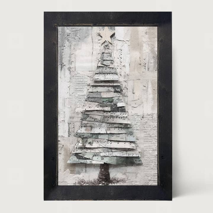 ginger blue - Wholesale Christmas Wall Art - Paper-style Christmas Tree 12 - Vertical Frame