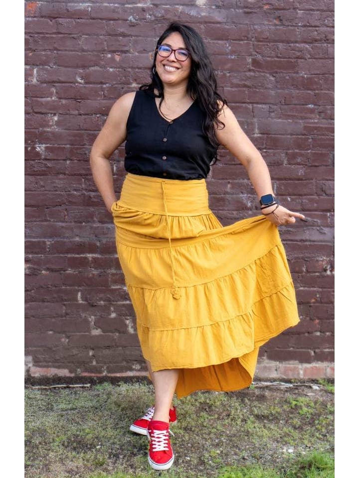 Ganesh Himal Trading - Wholesale Skirt - Women's - Cotton Tiered Maxi Skirt 3