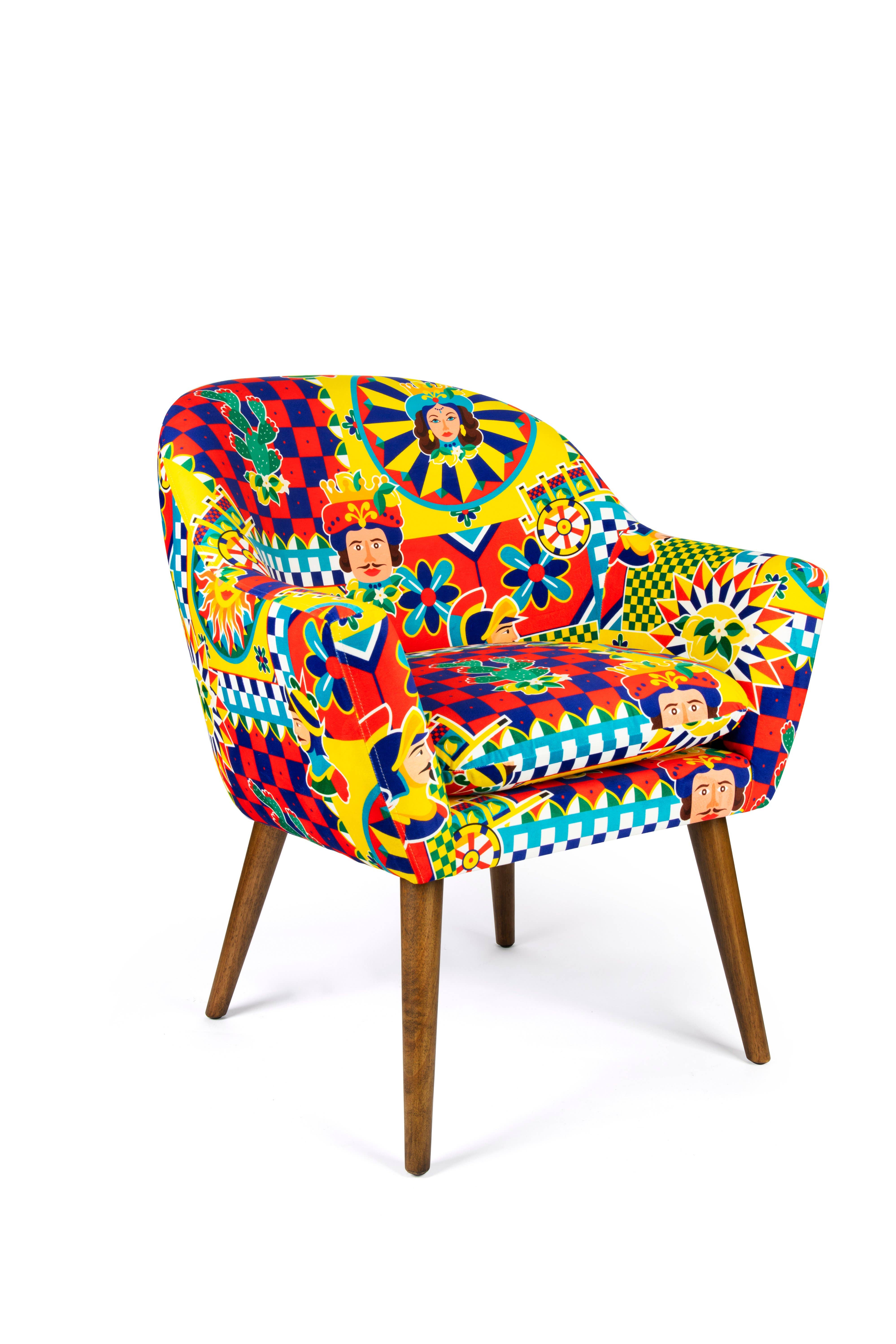 Bergamaschi & Vimercati S.p.a. - Wholesale Chair - Sicilian Rhapsody armchair in velvet-effect polyester and plywood – 70x65x83 cm3