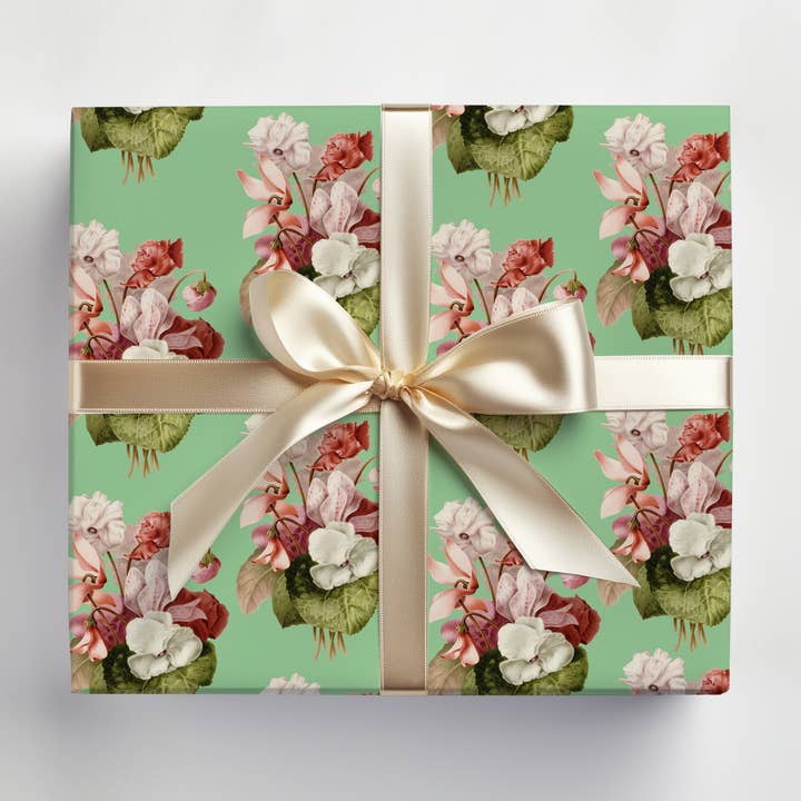 Grünes Geschenkpapier mit Blumenmuster für den Großhandel von JOSIL Paperie & Gift