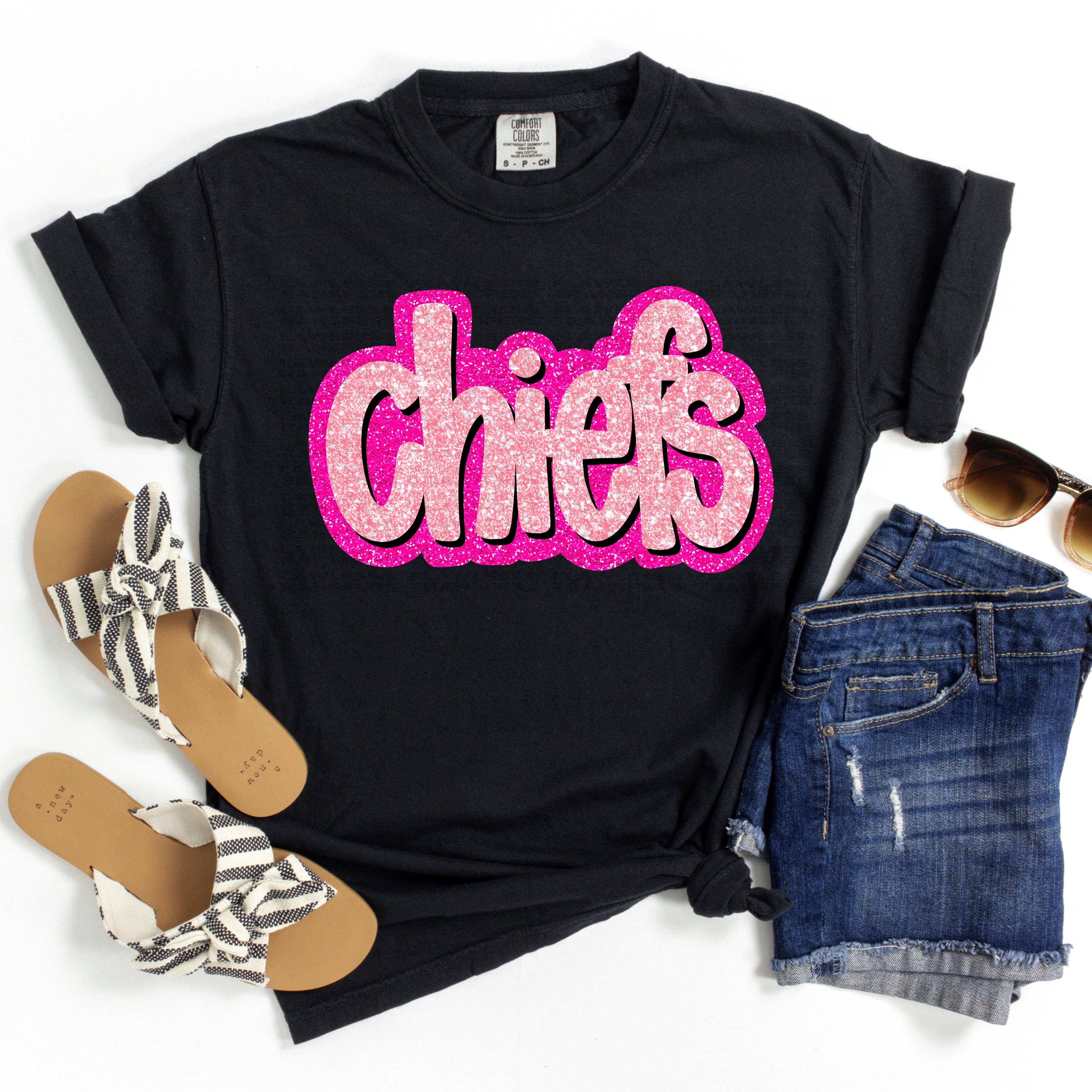 Flawless Transfers - Wholesale Sublimation Transfer - Chiefs Pink Glitter DTF Transfer0