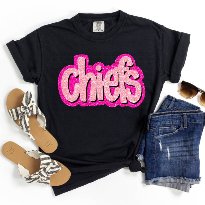 Flawless Transfers - Wholesale Sublimation Transfer - Chiefs Pink Glitter DTF Transfer