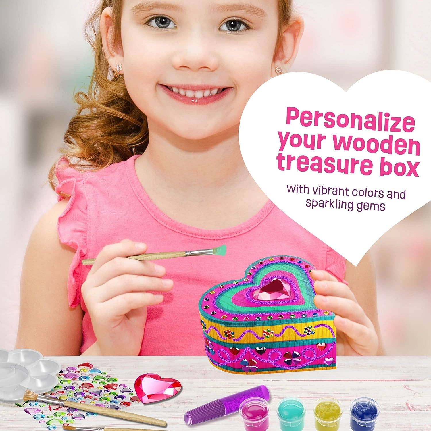 Dan&Darci - Wholesale DIY Craft Kit - Kids - Paint Your Own Wooden Kids Heart Treasure Box6
