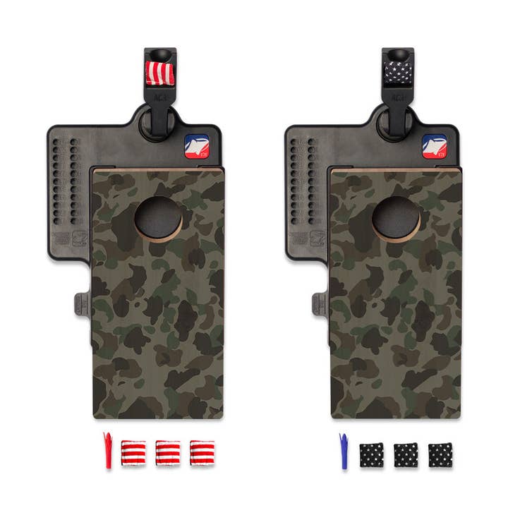 Duck Hunting Camo Double Chuck Mini Cornhole Tabletop Game for wholesale by American Cornhole Association