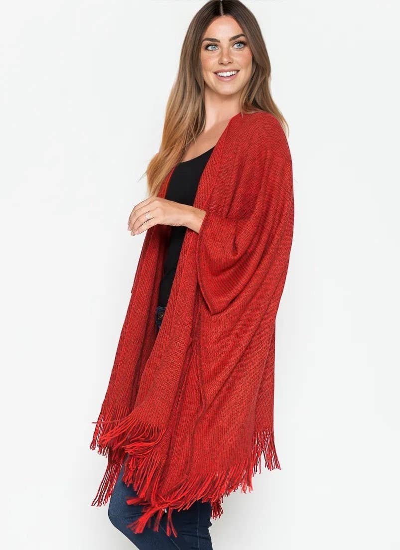 Justin & Taylor – wholesale Kofta - Dam – Harlow cardigan | Kimono-cardigan med fickor och fransad nederkant32